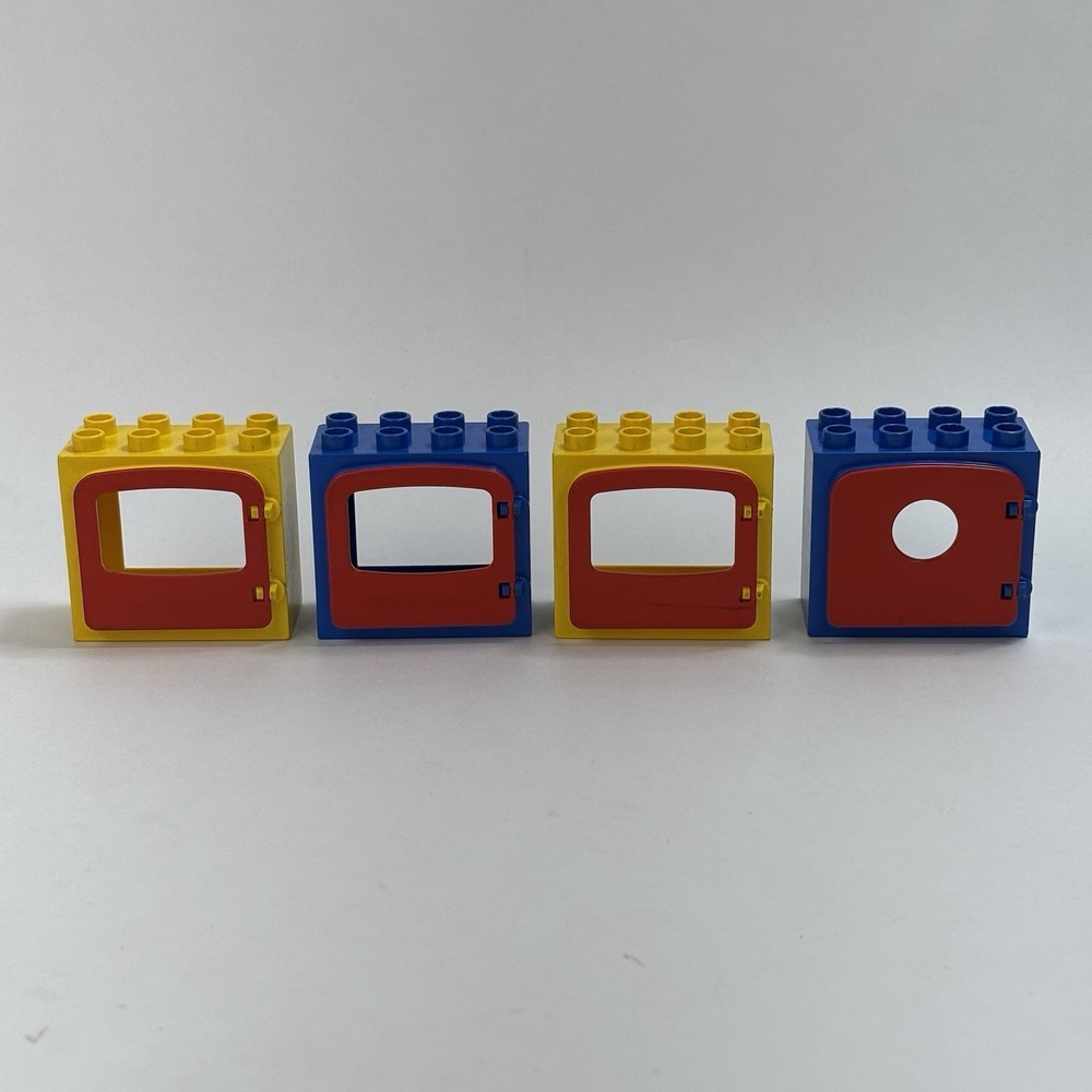 LEGO DUPLO Door / Window Frame Lot (4) Red Yellow Blue Vintage Toy Children